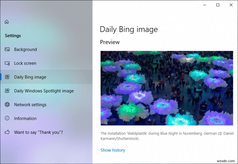 Windows 10에서 Daily Bing 이미지를 배경 화면으로 설정