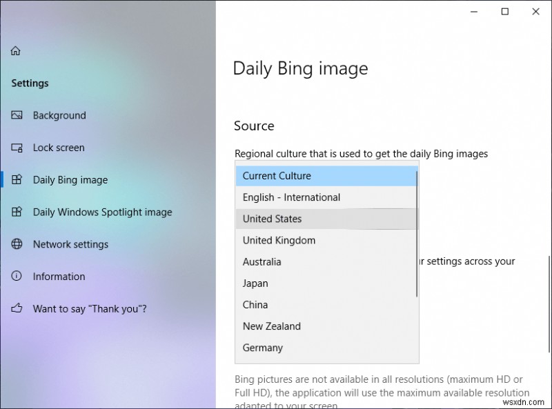 Windows 10에서 Daily Bing 이미지를 배경 화면으로 설정