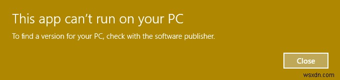 Windows 10의 PC 오류에서 이 앱을 실행할 수 없음 수정 