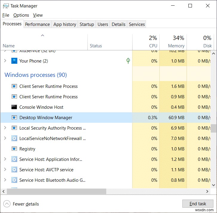 데스크탑 창 관리자 높은 CPU 수정(DWM.exe) 