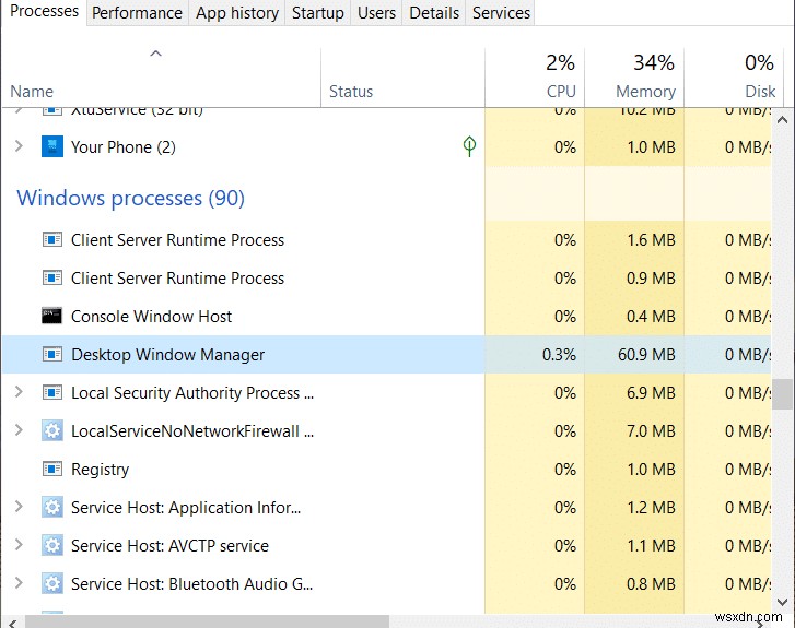 데스크탑 창 관리자 높은 CPU 수정(DWM.exe) 