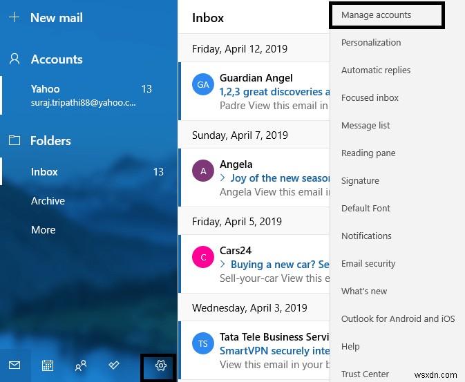 Windows 10에서 메일 앱을 재설정하는 방법 