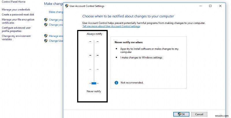 Windows 10에서 UAC(사용자 계정 컨트롤) 비활성화 