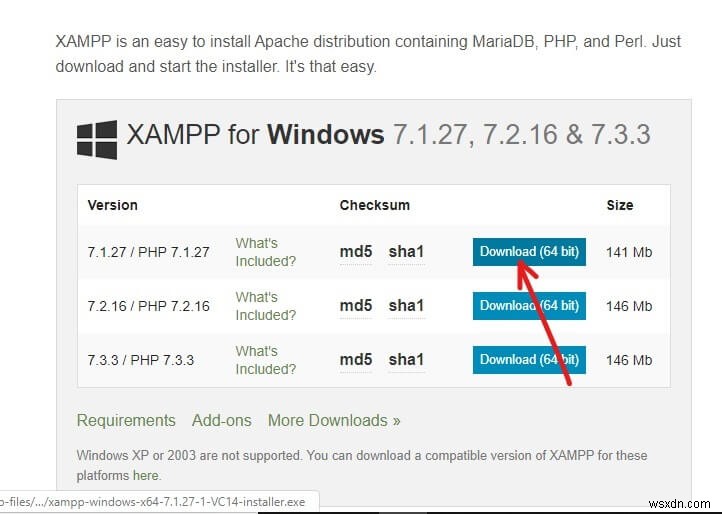 Windows 10에서 XAMPP 설치 및 구성