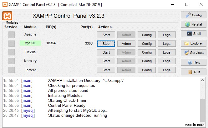 Windows 10에서 XAMPP 설치 및 구성