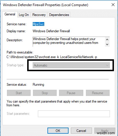 Windows Defender 방화벽을 활성화할 수 없는 문제 수정