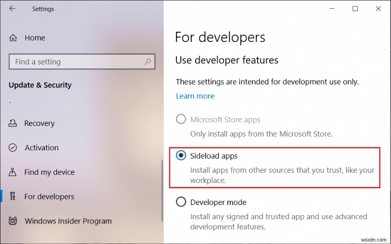 Windows 10에서 앱을 사이드로드하는 방법