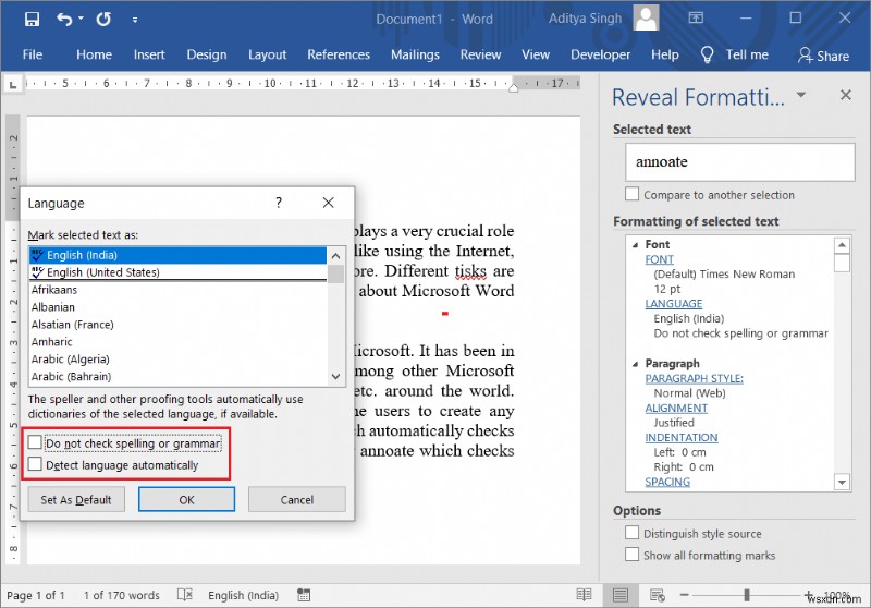 Microsoft Word에서 맞춤법 검사가 작동하지 않는 문제 수정 