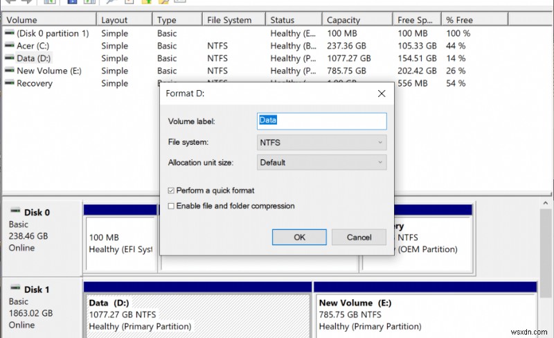 Windows 10에서 하드 드라이브를 포맷하는 방법 
