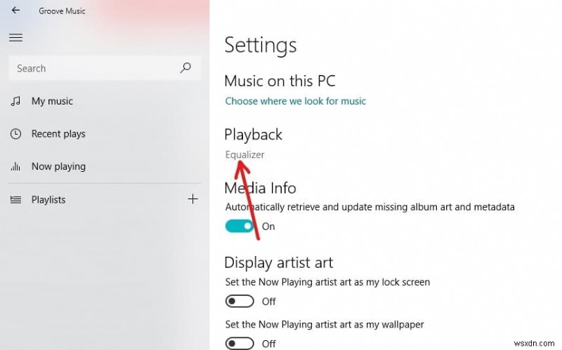 Windows 10의 Groove Music에서 이퀄라이저를 사용하는 방법