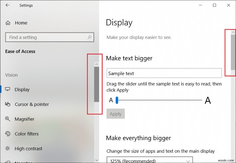 Windows 10 스토어 앱에서 항상 스크롤 막대 표시