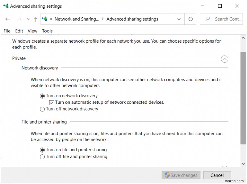 Windows 10에서 홈 그룹 없이 파일 및 프린터 공유