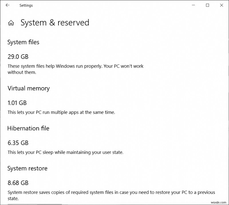 Windows 10에서 예약된 저장소 활성화 또는 비활성화 