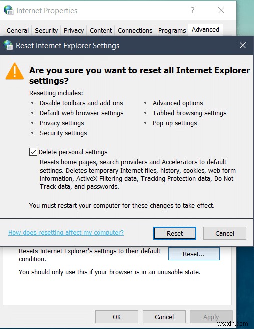 Internet Explorer의 웹 페이지 복구 오류 수정