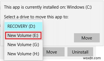 Windows 10에서 설치된 프로그램을 다른 드라이브로 이동하는 방법 