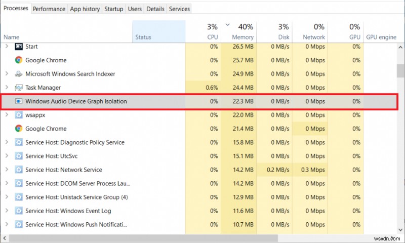 Windows Audio Device Graph Isolation 높은 CPU 사용량 수정