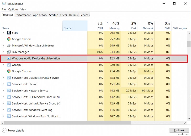 Windows Audio Device Graph Isolation 높은 CPU 사용량 수정