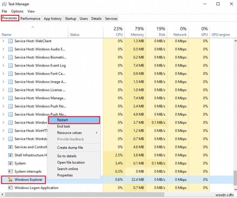 Windows 10 시작 버튼이 작동하지 않는 문제 수정 