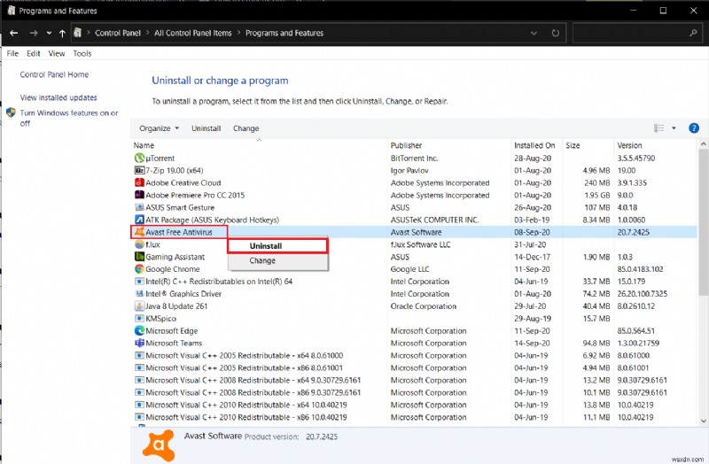 Windows 10에서 Avast를 제거하는 방법