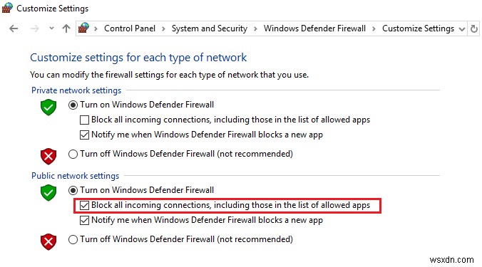 Windows Defender 방화벽에서 프로그램을 차단 또는 차단 해제하는 방법
