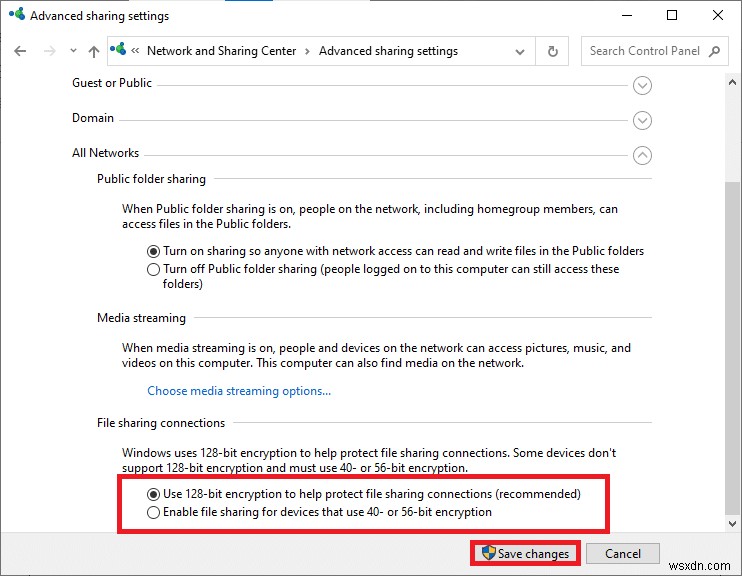 Windows 10 파일 공유가 작동하지 않는 문제 수정 
