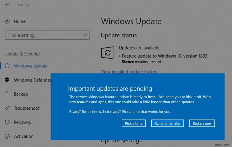 설치 보류 중인 Windows 10 업데이트 수정 