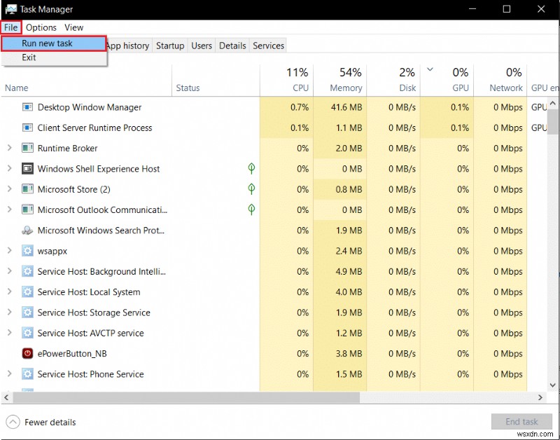 Windows 10 작업 표시줄 아이콘 누락 수정 