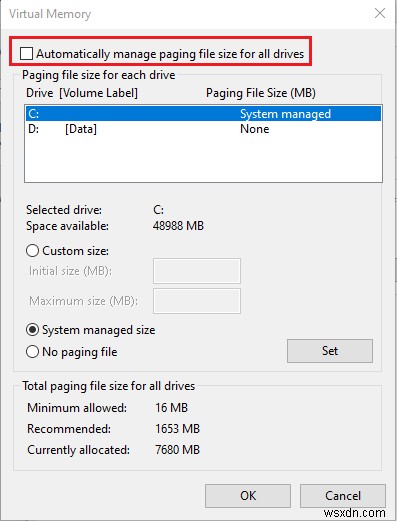 Windows 10에서 WSAPPX 높은 디스크 사용량 수정 