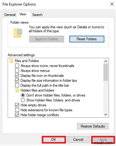 Windows 10에서 파일 탐색기가 응답하지 않는 문제 수정 