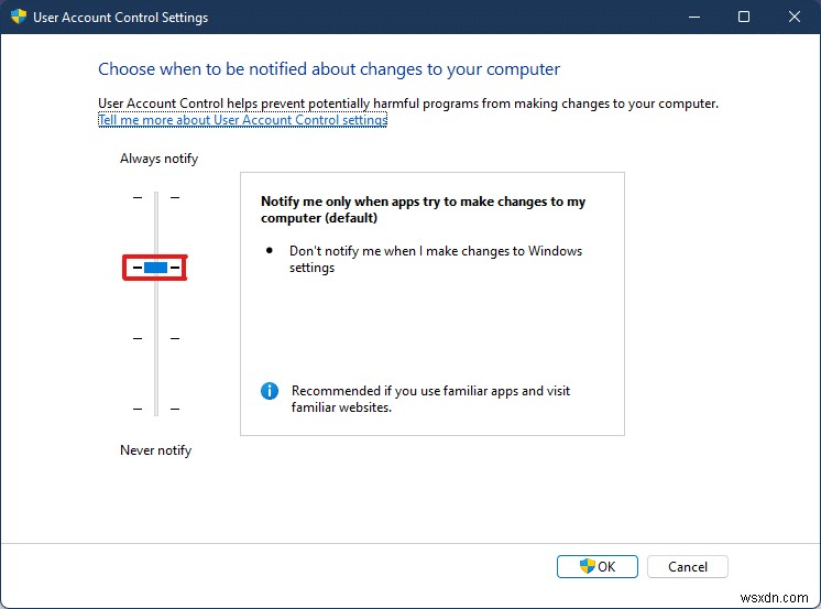 Windows 11에서 사용자 계정 컨트롤을 활성화 또는 비활성화하는 방법 