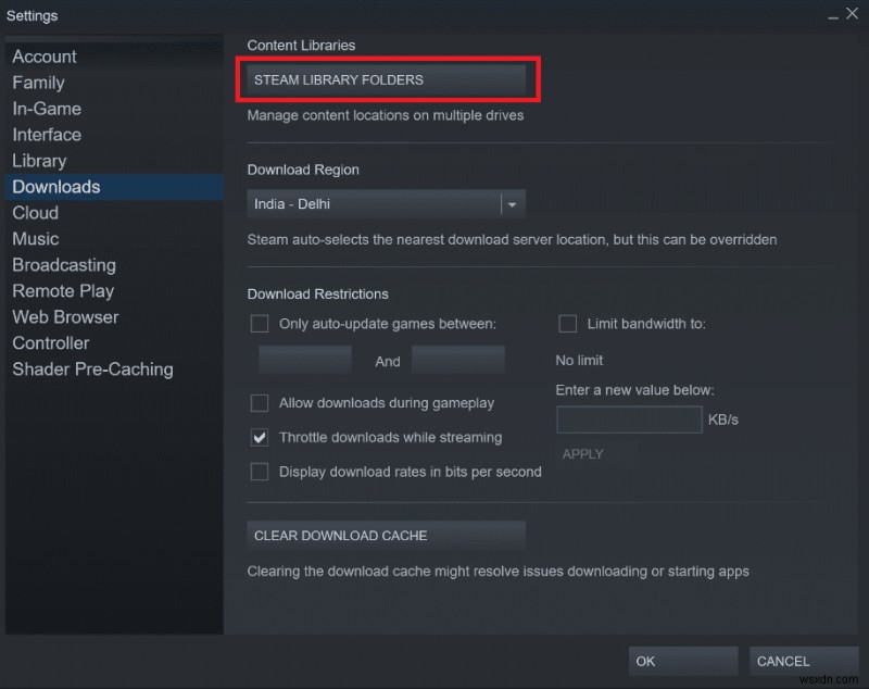 Steam 콘텐츠 파일 잠금 오류 수정 