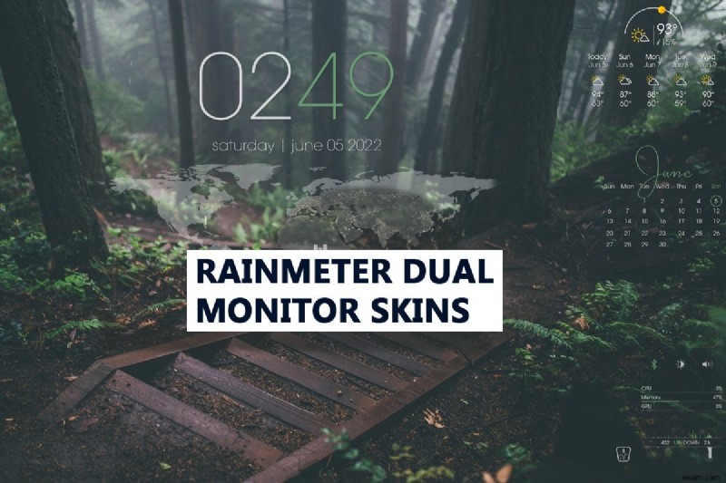 Windows 10에서 Rainmeter 듀얼 모니터 스킨을 설정하는 방법 