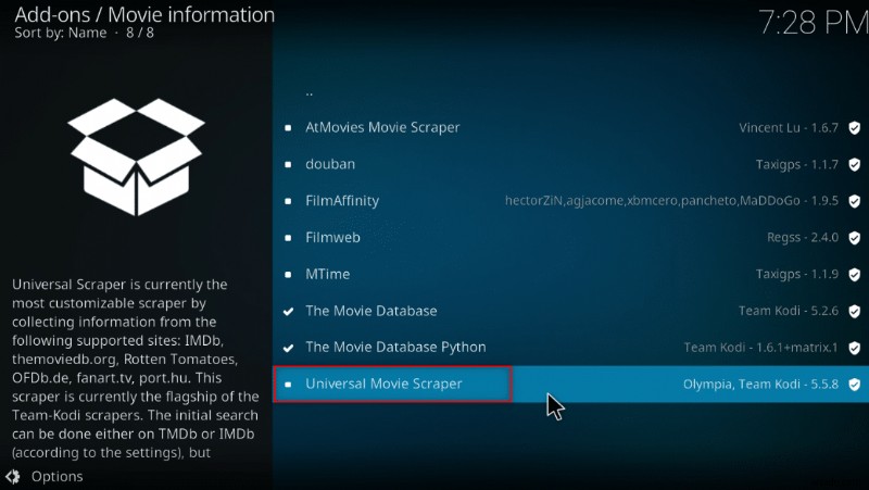 Windows 10에서 Kodi에 IMDB를 추가하는 방법 