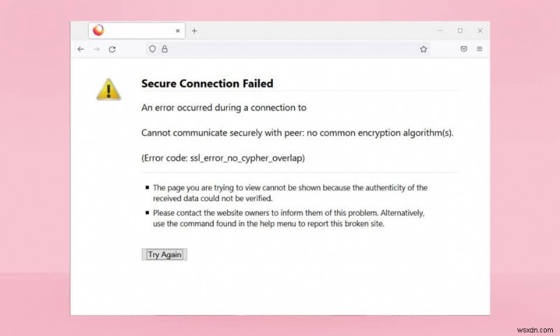 Windows 10에서 Firefox SSL_ERROR_NO_CYPHER_OVERLAP 수정 