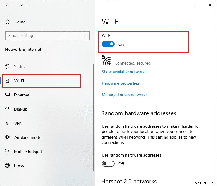 Windows 10에서 WiFi 옵션이 표시되지 않는 문제 수정 