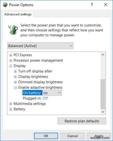 Windows 10 화면 밝기 자동 수정