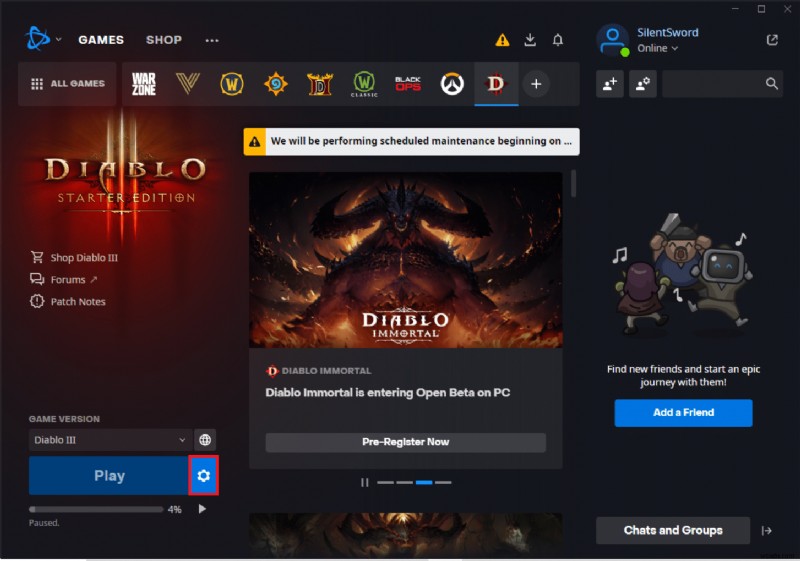 Windows 10에서 Diablo 3 오류 코드 1016 수정 