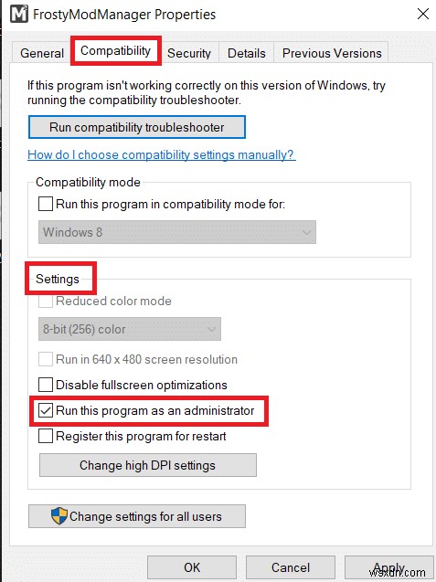 Windows 10에서 Frosty Mod Manager가 게임을 시작하지 않는 문제 수정 