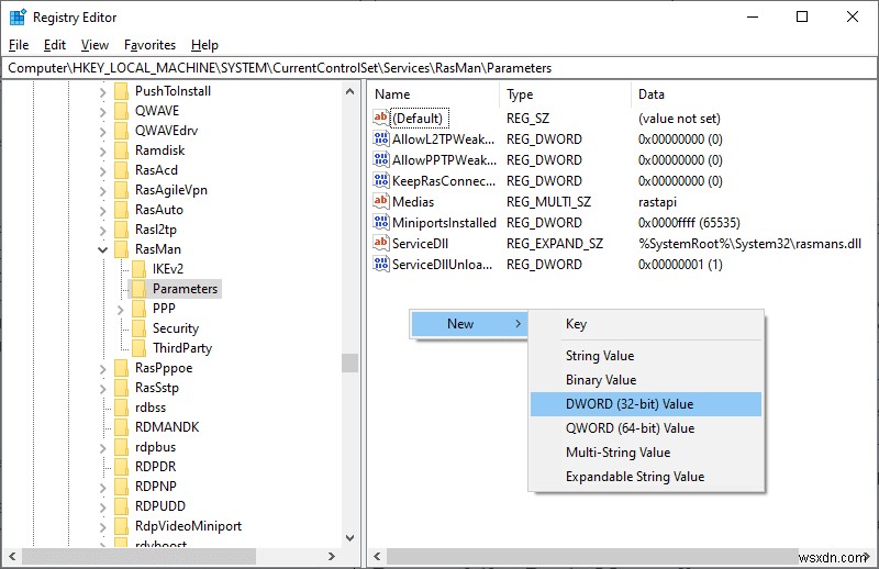 Windows 10에서 L2TP 연결 시도 실패 오류 수정 