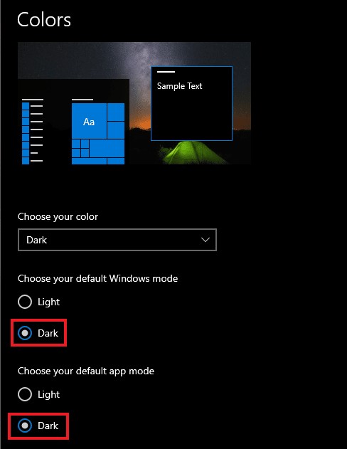 Windows 10에서 작동하지 않는 파일 탐색기 어두운 테마 수정
