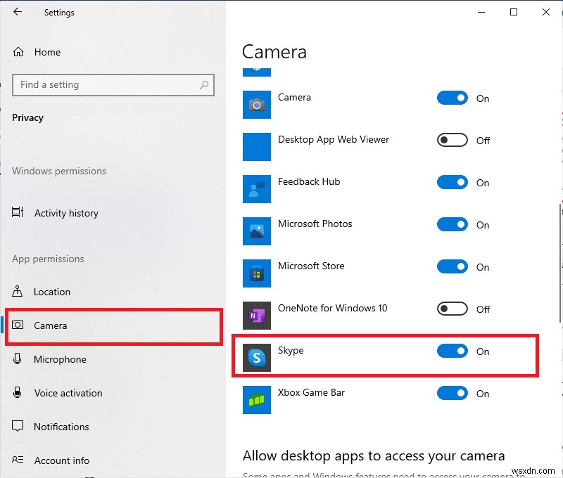 Windows 10에서 Skype 카메라가 작동하지 않는 문제 수정 