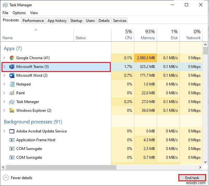 Windows 10에서 충돌하는 Microsoft Teams 수정 