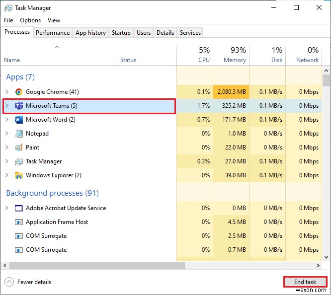 Windows 10에서 팀 오류 caa7000a 수정 