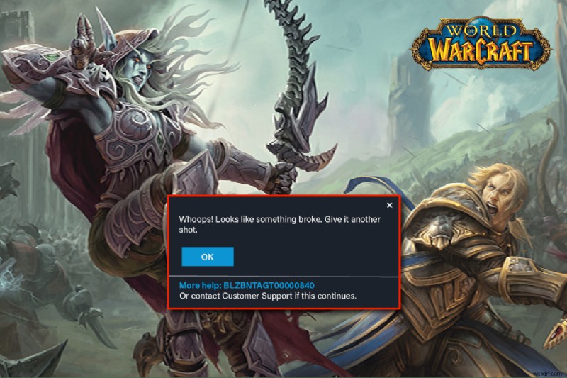 수정 불가 World of Warcraft BLZBTAGT00000840 오류 수정 