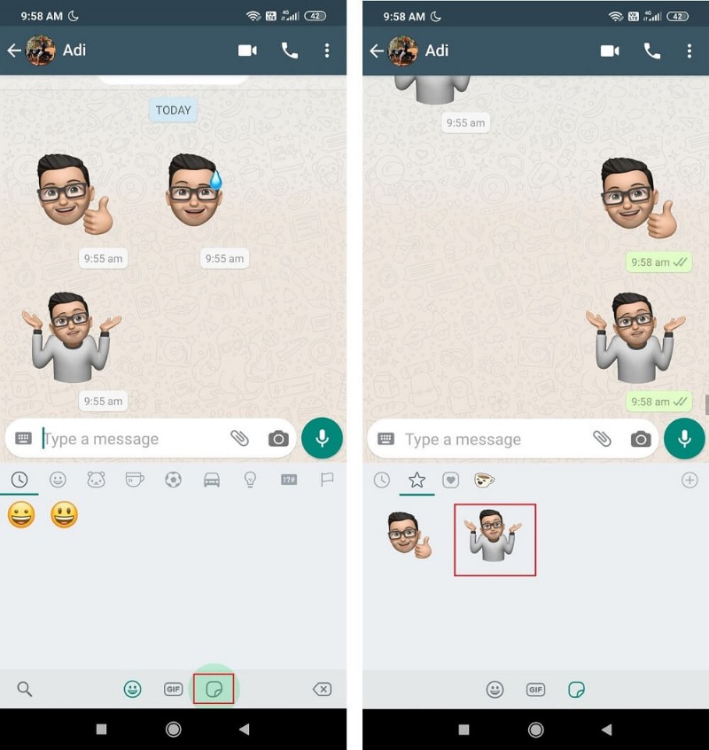 Android용 WhatsApp에서 미모티콘 스티커를 사용하는 방법