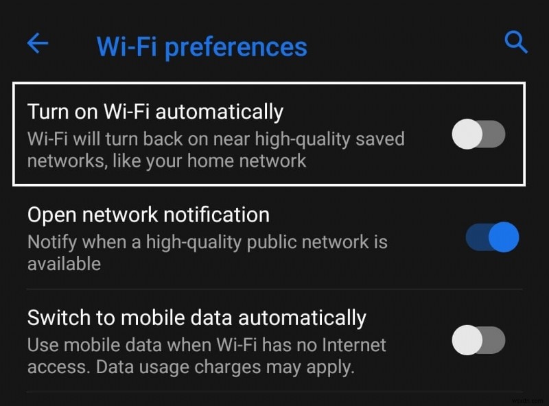 Android에서 WiFi 자동 켜기를 중지하는 방법