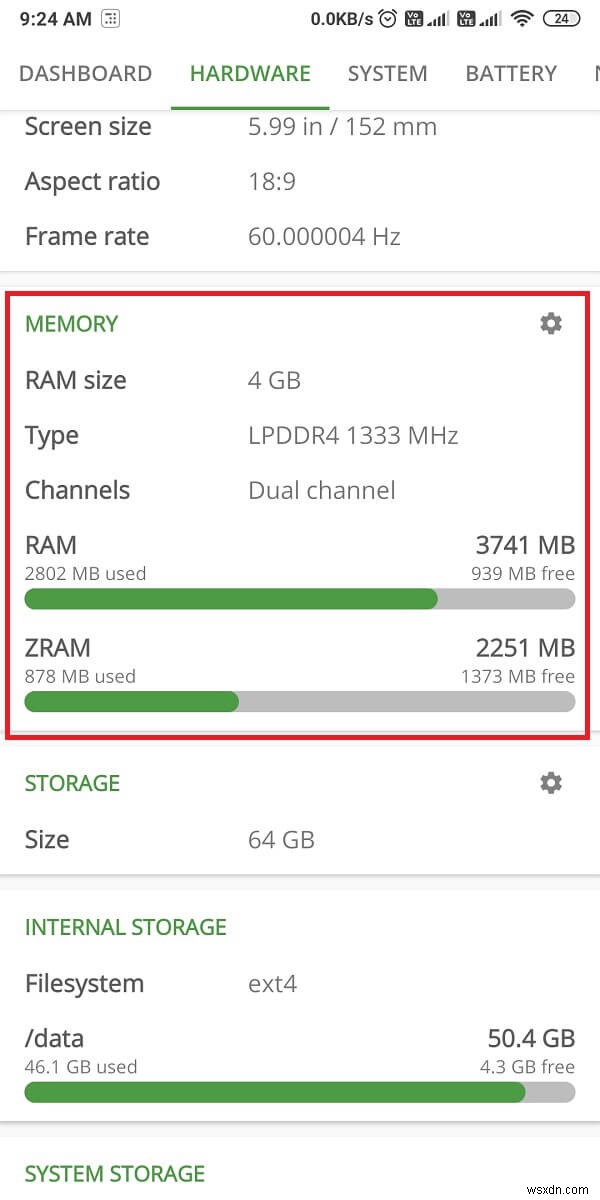 Android Phone RAM 유형, 속도 및 작동 주파수를 확인하는 방법