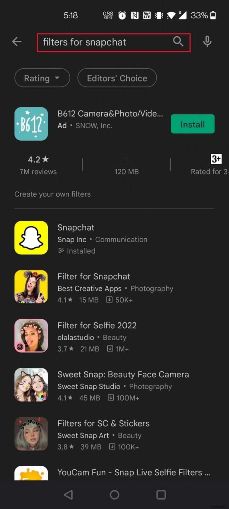 카메라 롤의 사진에 Snapchat 필터를 적용하는 방법