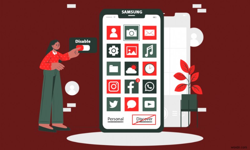앱 화면에서 Samsung Discover 옵션을 비활성화하는 방법