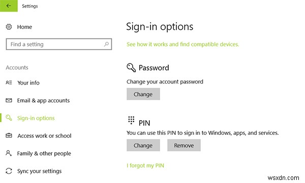 Windows 10에서 로그인 옵션을 추가, 변경, 제거 또는 설정하는 방법